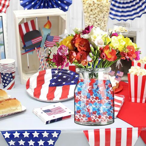 500 Piece Patriotic Star Gems, 4th of July Vase Filler Decorations Red White Blue Star Gems for Memorial Day Independence Day Table Scatter Crafts Decor in Kuwait