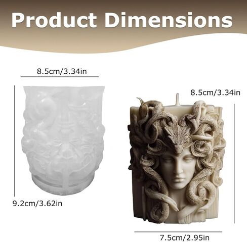 Medusa Candle Mold, Resin Casting Silicone Molds for Candle Making Aromatherapy, DIY Handmade Wax Soap & Home Decoration Gypsum Clay Craft in Kuwait