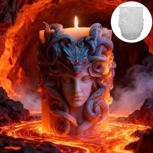 Medusa Candle Mold, Resin Casting Silicone Molds for Candle Making Aromatherapy, DIY Handmade Wax Soap & Home Decoration Gypsum Clay Craft in Kuwait