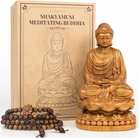 Wooden Buddha Shakyamuni Statue - Meditation Accessories, Feng Shui Decor, Zen Spiritual Gifts, Home and Altar Decoration, Buddha Room and Indoor Decor in Saudi Arabia