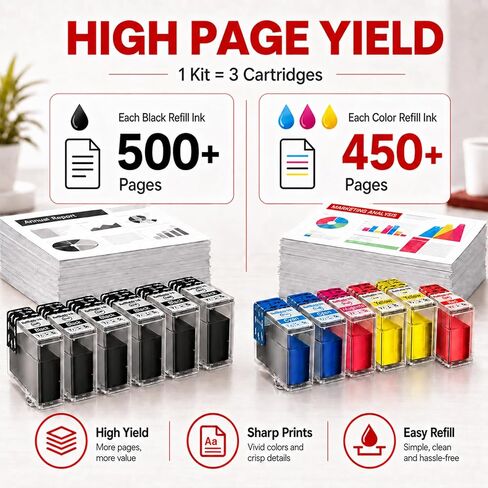 PG-295XL CL-286XL Ink Refill Kit for Canon PG-295 CL-286 PG-295XL CL-286XL Ink Cartridges Compatible for 295XL 286XL Compatible with TS4320 TS6520 TR7120 Printer Ink (12-Pack, 6BK/2C/2M/2Y) in Saudi Arabia