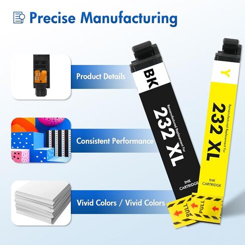 Remanufactured Replacement for 232XL XP-4200 Ink Cartridges Combo Pack for Epson Printer XP 4200 XP4200 XP4205 Workforce WF-2950 XP-4205 WF-2930 (4 Pack-KCMY) in Kuwait
