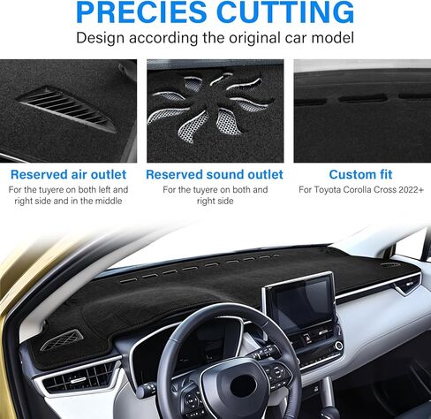 غطاء داش لسيارة Toyota Corolla Cross Accessories 2022-2025 2026 غطاء لوحة القيادة حصيرة ظلة من الشمس لا وهج الأشعة فوق البنفسجية حامي وسادة داخلية غير قابلة للانزلاق (أسود) in Kuwait