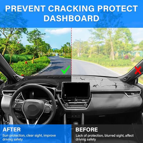 غطاء داش لسيارة Toyota Corolla Cross Accessories 2022-2025 2026 غطاء لوحة القيادة حصيرة ظلة من الشمس لا وهج الأشعة فوق البنفسجية حامي وسادة داخلية غير قابلة للانزلاق (أسود) in Kuwait