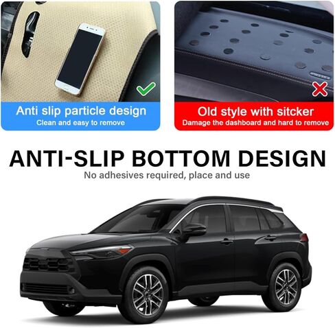 غطاء داش لسيارة Toyota Corolla Cross Accessories 2022-2025 2026 غطاء لوحة القيادة حصيرة ظلة من الشمس لا وهج الأشعة فوق البنفسجية حامي وسادة داخلية غير قابلة للانزلاق (أسود) in Kuwait