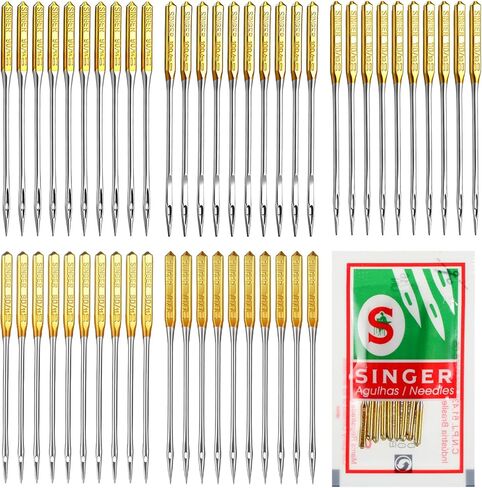 50 PCS Universal Sewing Machine Needle 9, 11, 14, 16, 18 Large Eye Sewing Machine Bright Color, Regular Point SewingNeedles in Kuwait