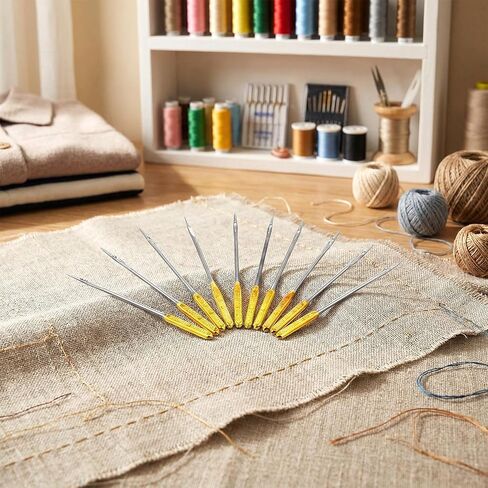 50 PCS Universal Sewing Machine Needle 9, 11, 14, 16, 18 Large Eye Sewing Machine Bright Color, Regular Point SewingNeedles in Kuwait