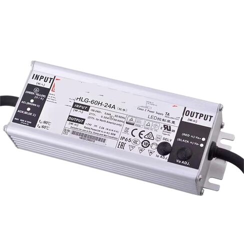 1 قطعة HLG-60H-24A 24VDC 2.5A مقاوم للماء IP65 تصنيف PFC وظيفة 60 واط ثابت in Kuwait