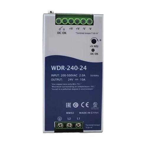 1 قطعة WDR-240-24 24V10A 240 واط مخرج واحد مصدر طاقة السكك الحديدية الصناعية DIN in Kuwait