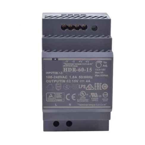 1 قطعة HDR-60-15 15 فولت 4A 60 واط خطوة الشكل DIN السكك الحديدية إخراج واحد مصدر الطاقة الصناعية in Kuwait