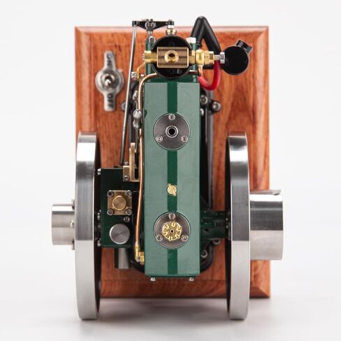1/8 Scale 3.6CC Mini Vintage Single Cylinder 4-Stroke Working Engine Model, Realistic Mechanical Engine for Hobbyists and Collectors, Gifts for Men (Wooden Base RTR Version) in Kuwait