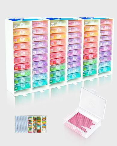 ForeverYoung 3-in-1 Diamond Art Tray Set, Diamond Art Storage Containers, Tray & Rack All-in-One with Top Tool Storage & Anti-Tip Stability, Diamond Painting Accessories and Tools (3 Packs, 60 PCS) in Saudi Arabia