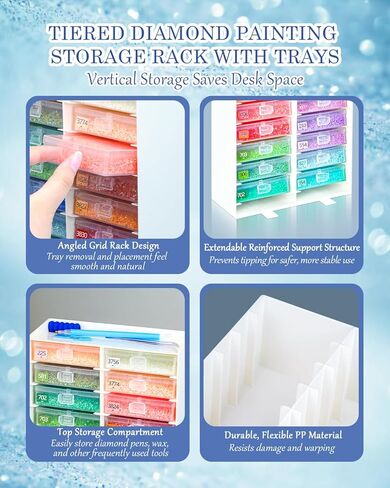 ForeverYoung 3-in-1 Diamond Art Tray Set, Diamond Art Storage Containers, Tray & Rack All-in-One with Top Tool Storage & Anti-Tip Stability, Diamond Painting Accessories and Tools (3 Packs, 60 PCS) in Saudi Arabia