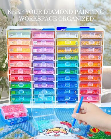 ForeverYoung 3-in-1 Diamond Art Tray Set, Diamond Art Storage Containers, Tray & Rack All-in-One with Top Tool Storage & Anti-Tip Stability, Diamond Painting Accessories and Tools (3 Packs, 60 PCS) in Saudi Arabia
