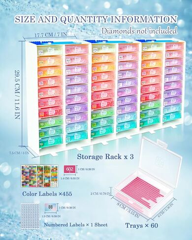 ForeverYoung 3-in-1 Diamond Art Tray Set, Diamond Art Storage Containers, Tray & Rack All-in-One with Top Tool Storage & Anti-Tip Stability, Diamond Painting Accessories and Tools (3 Packs, 60 PCS) in Saudi Arabia