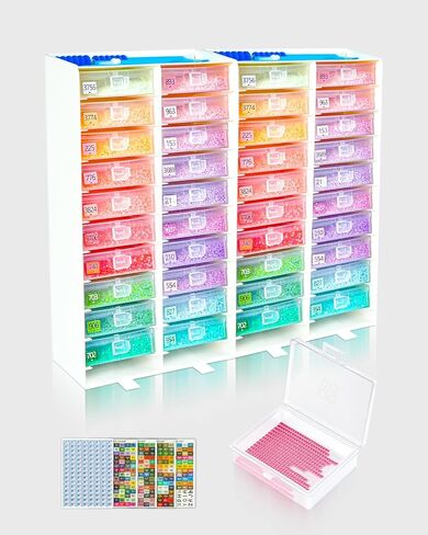 ForeverYoung 3-in-1 Diamond Art Tray Set, Diamond Art Storage Containers, Tray & Rack All-in-One with Top Tool Storage & Anti-Tip Stability, Diamond Painting Accessories and Tools (3 Packs, 60 PCS) in Saudi Arabia