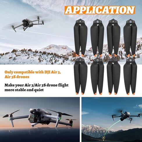 8 قطعة مراوح لـ DJI Air 3/Air 3S، شفرة المروحة منخفضة الضوضاء، 8747F الدعائم أجنحة استبدال شفرات الملحقات in Kuwait