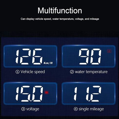 شاشة Obd2 HUD، جهاز عرض على الزجاج الأمامي مع مقياس متعدد الوظائف، عداد السرعة في الوقت الحقيقي، إنذار القيادة للتعب الزائد، متوافق مع معظم أنواع البنزين في الولايات المتحدة و2008+ في عام 2004+ in Kuwait