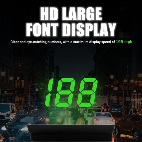 شاشة عرض رأس HUD لنظام تحديد المواقع العالمي للسيارة، عداد سرعة رقمي للتوصيل والتشغيل USB مع خط عالي الدقة كبير، سطوع قابل للتعديل HUD عالمي للسيارة (أخضر) in Kuwait