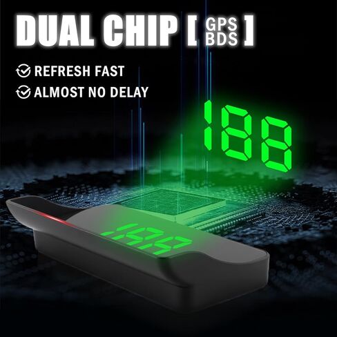 شاشة عرض رأس HUD لنظام تحديد المواقع العالمي للسيارة، عداد سرعة رقمي للتوصيل والتشغيل USB مع خط عالي الدقة كبير، سطوع قابل للتعديل HUD عالمي للسيارة (أخضر) in Kuwait