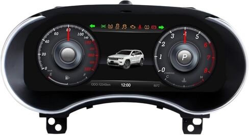 مجموعة Carplay متوافقة مع شاشة لوحة القيادة لسيارة جيب جراند شيروكي 2K لوحة عداد السرعة الرقمية 3 + 3 ألوان للتحكم في عجلة واجهة المستخدم in Kuwait