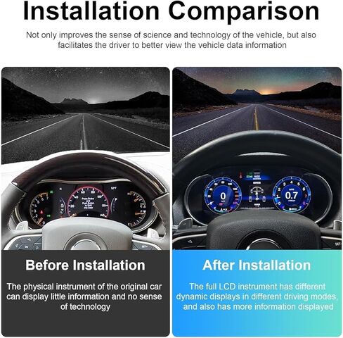 مجموعة Carplay متوافقة مع شاشة لوحة القيادة لسيارة جيب جراند شيروكي 2K لوحة عداد السرعة الرقمية 3 + 3 ألوان للتحكم في عجلة واجهة المستخدم in Kuwait