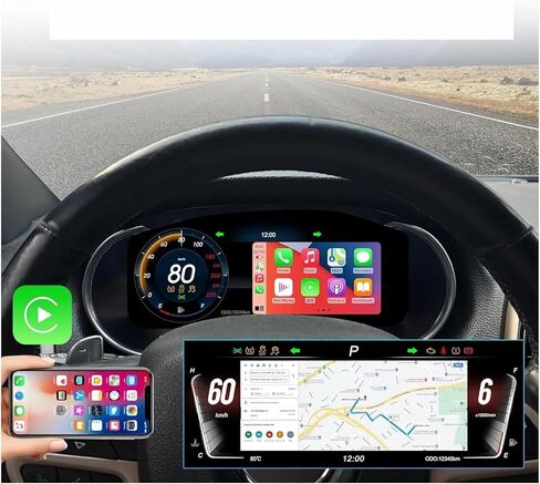 مجموعة Carplay متوافقة مع شاشة لوحة القيادة لسيارة جيب جراند شيروكي 2K لوحة عداد السرعة الرقمية 3 + 3 ألوان للتحكم في عجلة واجهة المستخدم in Kuwait