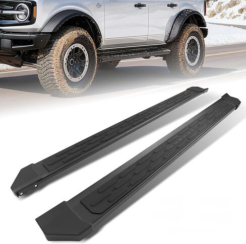 Dermon Original Platform Style Running Boards for 2021-2024 Bronco 4 Doors Accessories (Not fit Bronco Sport) Pedals Side Step Bar Side Steps Rock Rail Aluminum + ABS Black in Saudi Arabia