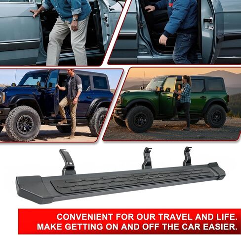 Dermon Original Platform Style Running Boards for 2021-2024 Bronco 4 Doors Accessories (Not fit Bronco Sport) Pedals Side Step Bar Side Steps Rock Rail Aluminum + ABS Black in Saudi Arabia
