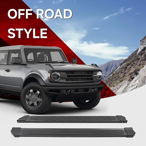 Dermon Original Platform Style Running Boards for 2021-2024 Bronco 4 Doors Accessories (Not fit Bronco Sport) Pedals Side Step Bar Side Steps Rock Rail Aluminum + ABS Black in Saudi Arabia