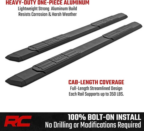 لوحات تشغيل Rough Country TR2 لسيارة Chevy Silverado وGMC Sierra 1500/2500HD/3500HD Crew Cab (2019-2026) - خطوات جانبية من الألومنيوم بطول الكابينة بعرض 5 بوصات in Kuwait