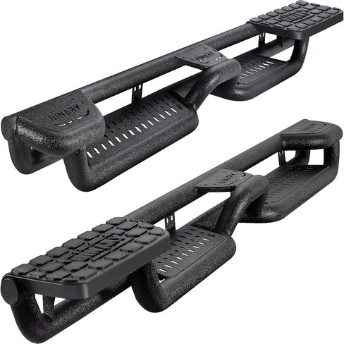 Binary Star Wheel to Wheel Running Boards Compatible with 2015-2026 Ford F150, 2017-2026 Ford F250 F350 Super Duty Crew Cab | 4-Step Truck Side Steps with Plastic Rear Step | 500LB Capacity in Saudi Arabia