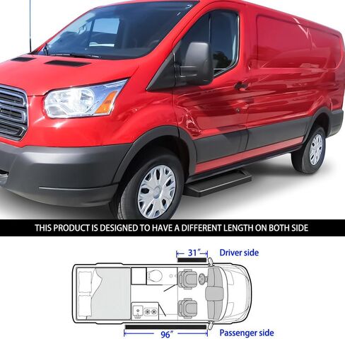 Tuxtreme Running Boards 6 inches Matte Black Compatible with Ford Transit 2015-2026 Full Size Van 3-Door (Exclude 2022-2026 E-Transit) (Nerf Bars Side Steps Side Bars) in Kuwait