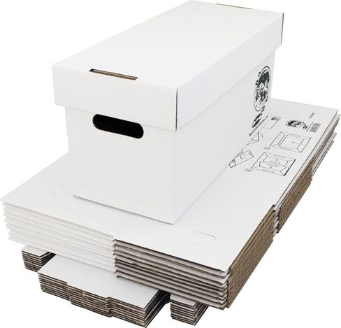 Square Deal Recordings & Supplies 7" 45rpm Vinyl Record Storage Box - Heavy Duty Cardboard with Removable Lid - Holds up to 200 7" Records - 10 Boxes #07BC09HD in Kuwait