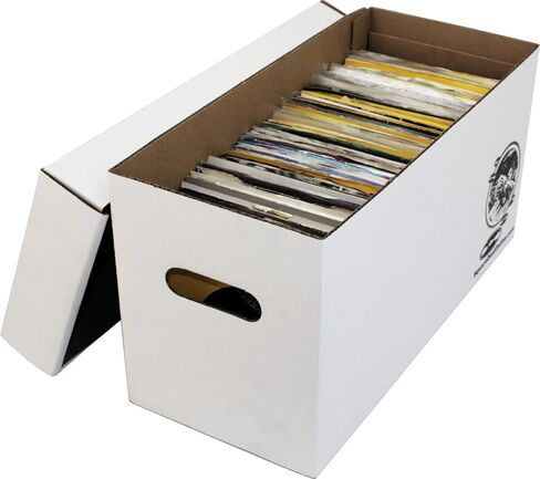 Square Deal Recordings & Supplies 7" 45rpm Vinyl Record Storage Box - Heavy Duty Cardboard with Removable Lid - Holds up to 200 7" Records - 10 Boxes #07BC09HD in Kuwait