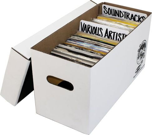 Square Deal Recordings & Supplies 7" 45rpm Vinyl Record Storage Box - Heavy Duty Cardboard with Removable Lid - Holds up to 200 7" Records - 10 Boxes #07BC09HD in Kuwait