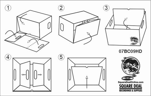 Square Deal Recordings & Supplies 7" 45rpm Vinyl Record Storage Box - Heavy Duty Cardboard with Removable Lid - Holds up to 200 7" Records - 10 Boxes #07BC09HD in Kuwait