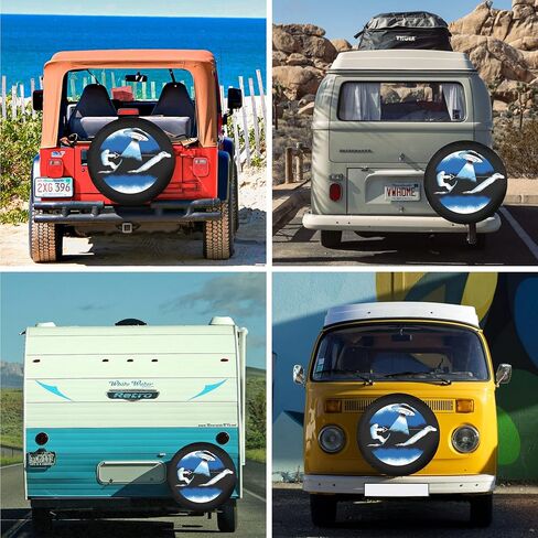 غطاء إطار احتياطي مضحك Bigfoot Water Ski RV ملحقات التخييم للإطارات الاحتياطية مانعة لتسرب الماء والغبار عالمية لمقطورة فان SUV السفر مقطورة 12 "13" 14 "15" 16 "17 بوصة in Kuwait