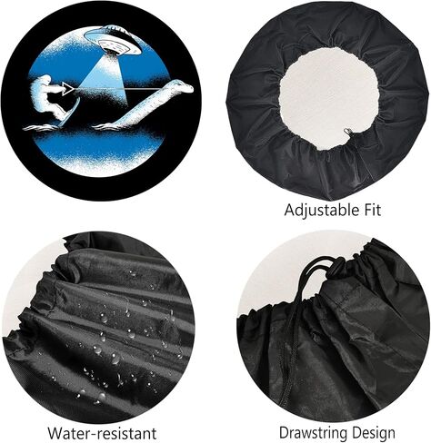 غطاء إطار احتياطي مضحك Bigfoot Water Ski RV ملحقات التخييم للإطارات الاحتياطية مانعة لتسرب الماء والغبار عالمية لمقطورة فان SUV السفر مقطورة 12 "13" 14 "15" 16 "17 بوصة in Kuwait