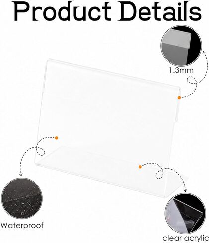 12 Pcs Acrylic Business Card Holder 3.5 x 2.6 Inch Sign Holders Picture Frame Mini Stands L Shaped Display Stand for Classroom Store Wedding Signs Office in Kuwait