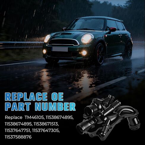 Engine Coolant Thermostat Housing Assembly Compatible with Mini Cooper Clubman Countryman Jcw Hordtop Coupe Roadster 2011-2016 with N16 N18 Engine 11538674895 in Kuwait