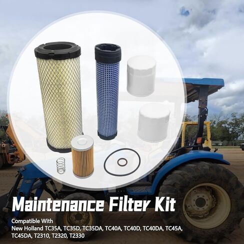 طقم فلتر الصيانة متوافق مع جرارات New Holland TC35A TC35D TC35DA TC40A TC40D TC40DA TC45A TC45DA، استبدال 84475542 84477366 87682998 84539215 47408372 47671640 in Kuwait