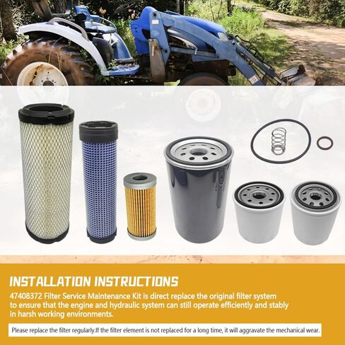 طقم فلتر الصيانة متوافق مع جرارات New Holland TC35A TC35D TC35DA TC40A TC40D TC40DA TC45A TC45DA، استبدال 84475542 84477366 87682998 84539215 47408372 47671640 in Kuwait