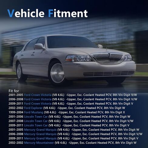 AUCERAMIC 615-175 مشعب السحب العلوي مع حشوات مناسبة لـ 2001-2011 Ford Crown Victoria Explorer Mustang، لسيارة Lincoln Town Car، لسيارة Mercury Grand Marquis Mountaineer V8 4.6L استبدال 3W7Z9424AA in Kuwait