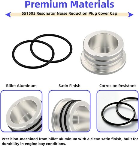 551503 Resonator Noise Reduction Plug Cover Cap for Duramax 6.6L LLY LBZ LMM 2004.5-2010, Billet Aluminum Tube Plug Cap with 2 O-Rings, Compatible with Chevy and GMC Diesel Trucks in Saudi Arabia