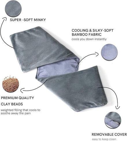 YnM Weighted Eye Mask for Sleep & Relaxation | Hot & Cold Therapy Eye Mask | Cooling Bamboo & Cozy Minky Dual-Sided Weighted Sleep Mask with a Romvable Insert Filled with Clay Beads, 0.5lb in Saudi Arabia
