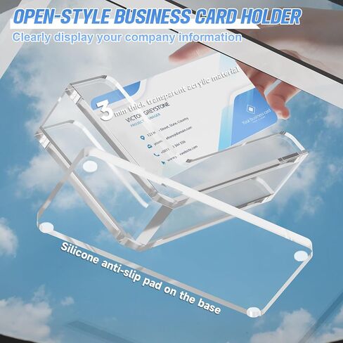 Acrylic Card Holder, Business Card Organizer Stand for Desk, Business Cards Stand Display Rack, Fit for 50 Business Cards in Kuwait