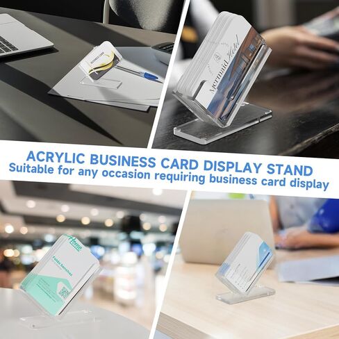 Acrylic Card Holder, Business Card Organizer Stand for Desk, Business Cards Stand Display Rack, Fit for 50 Business Cards in Kuwait
