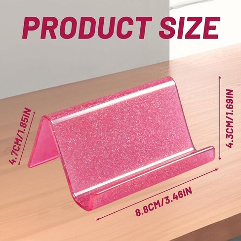 1-Pack Business Card Holder for Desk - Pink Bling Acrylic Card Holder for Desk Business Cards - Desktop Credit Name Card Stand Organizer Cards Display for Office Exhibition in Kuwait