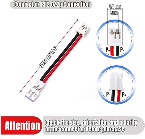 PH2.0 Male to Female Extension Cable, 50mm PH2.0/2P Adapter Cable with Copper Wire for RC Cars, Drones, LED Strips(3 Pac) in Saudi Arabia